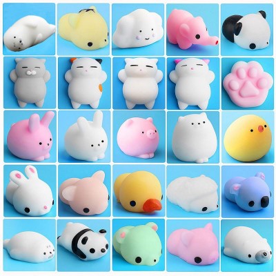 25PCS Set Cute Mochi Squishy Cat Squeeze Healing Fun Kids Kawaii Toy small soft animals Stress Reliever toy